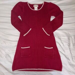Heirlooms by Polly Flinders Red Girl’s Knit Cable Sweater Dress